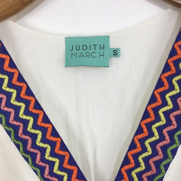 Judith March Embroidered Zigzag V-Neck Sleeveless Summer Maxi Dress Blue White S - Picture 3 of 10